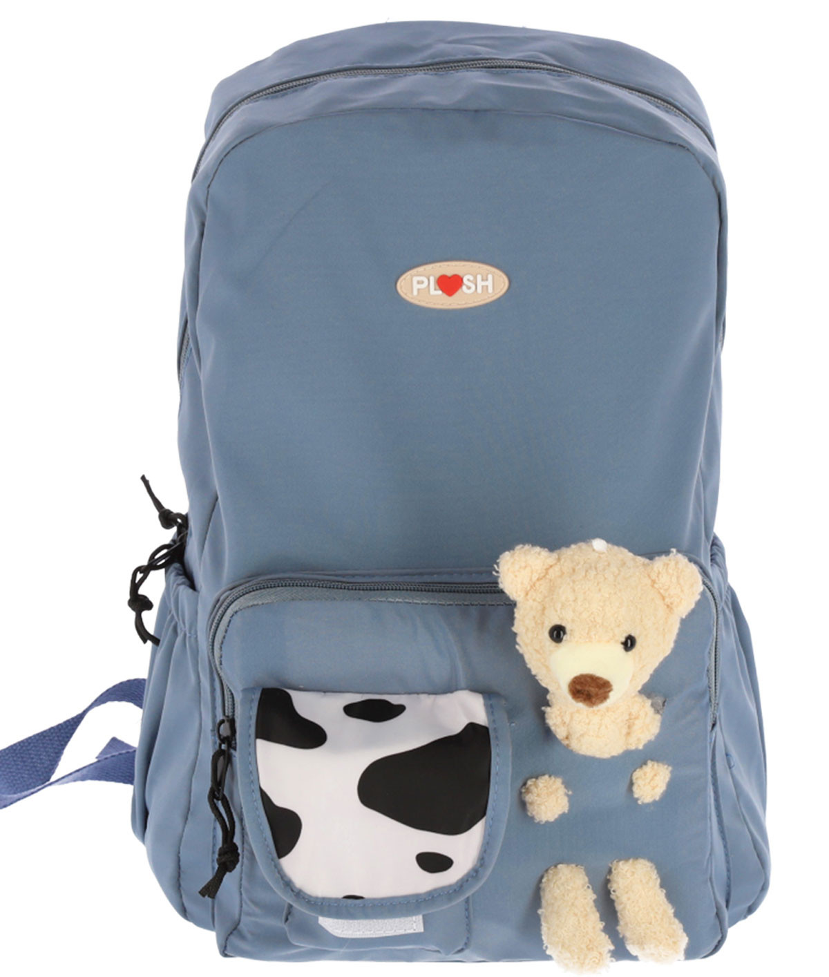 Ghiozdan Funtasy, Ursulet de plus atasat, 2 compartimente, fermoar, 42 cm, albastru - imagine 5